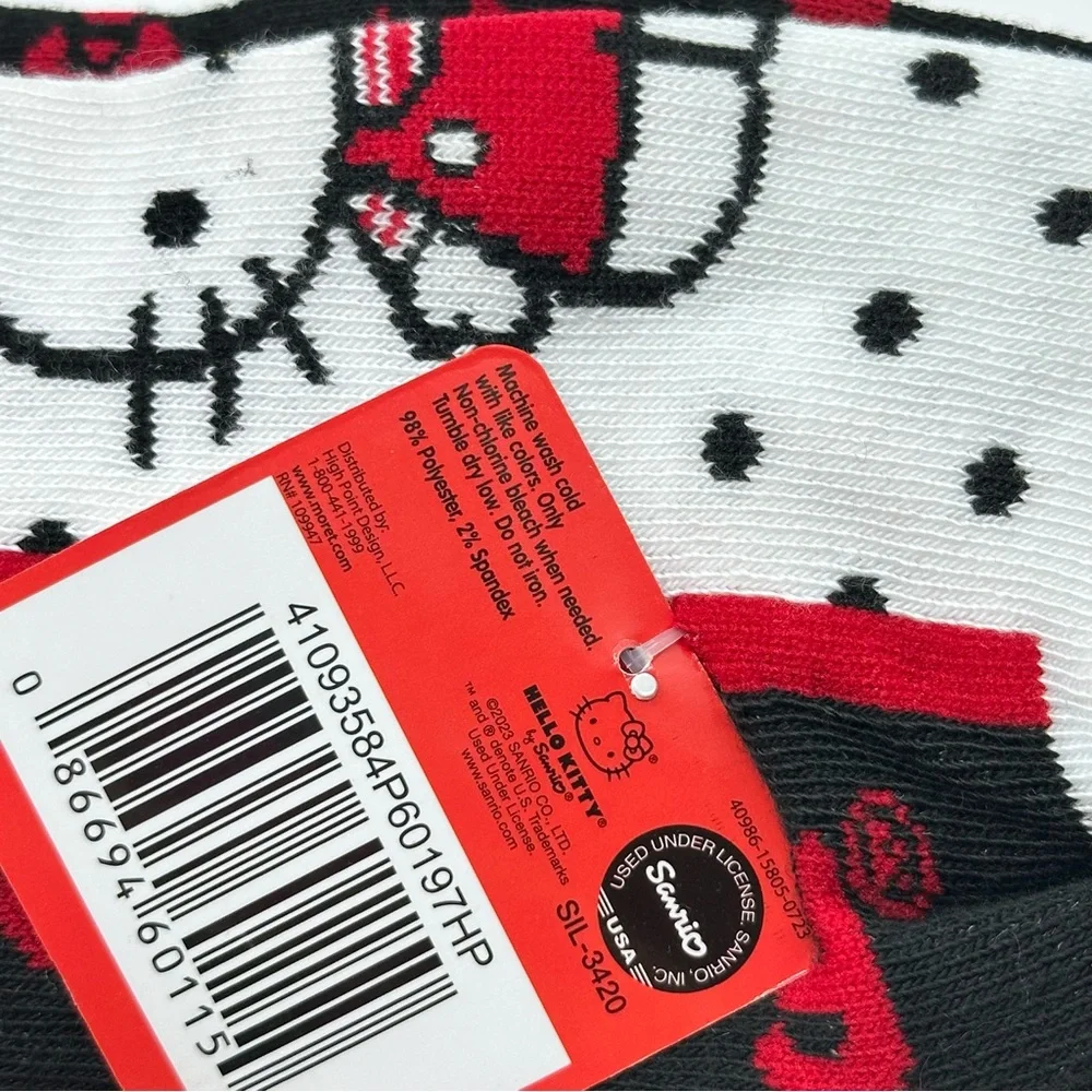 Sanrio Hello Kitty No-Shows Women’s Socks - 5 pairs (Black/Red/White)